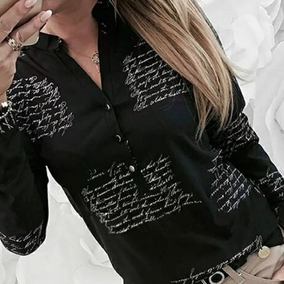 NWOT Black Paris Long Sleeve Top - Picture 1 of 3